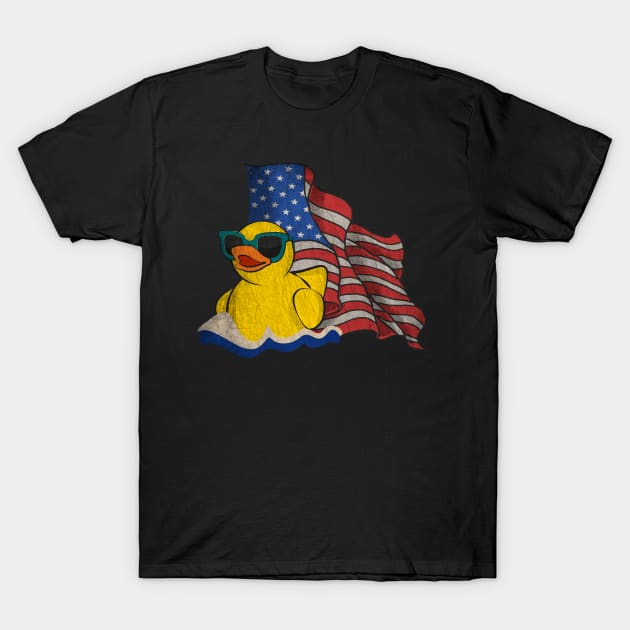 Vintage American Flag Giant Rubber Duck T-Shirt by All-About-Words